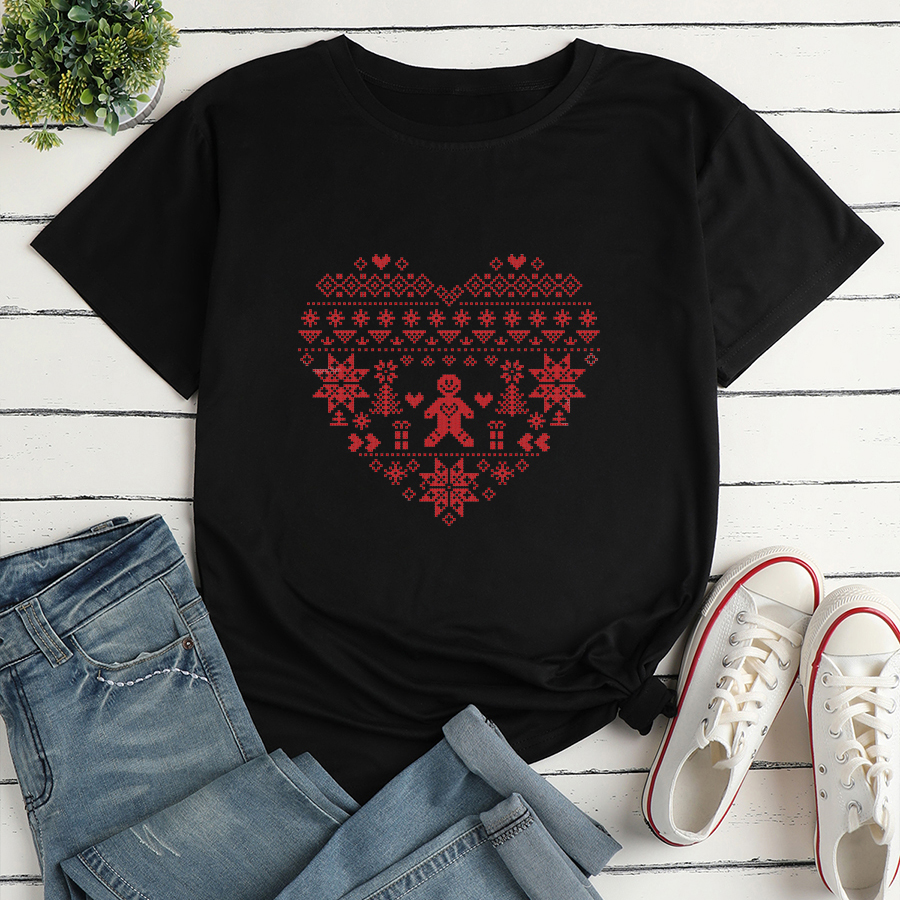 Fashion Heart Print Ladies Loose Casual T-shirt display picture 2
