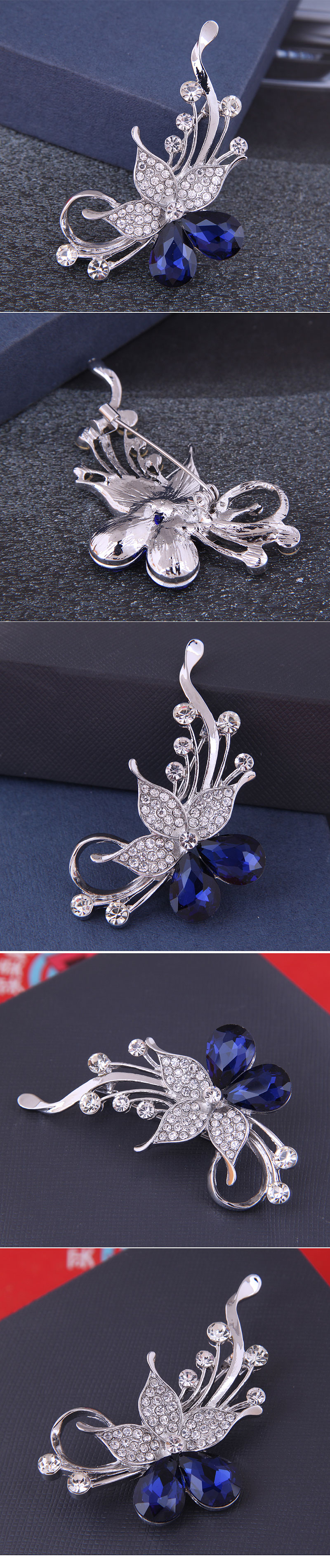 Korean Fashion Simple Bright Butterfly Ladies Alloy Diamond Brooch display picture 1