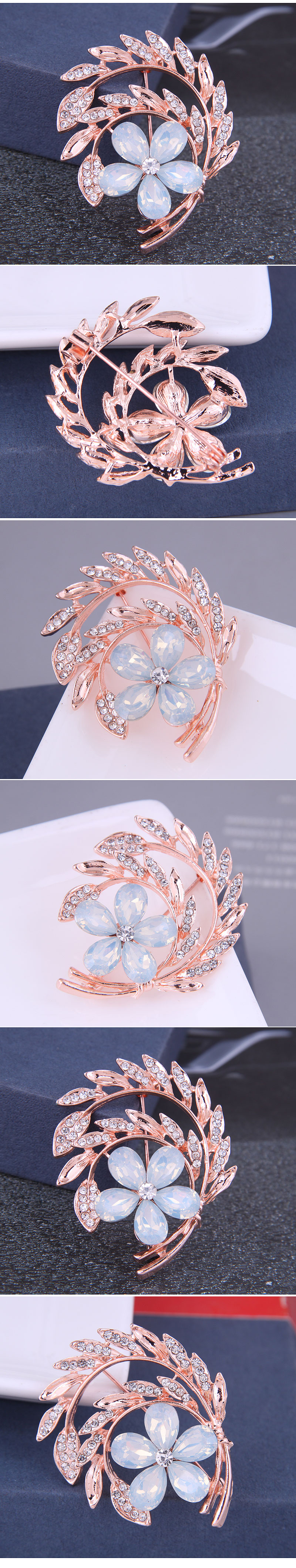 Korean Fashion Simple Flash Diamond Wheat Ear Ladies Alloy Brooch display picture 1