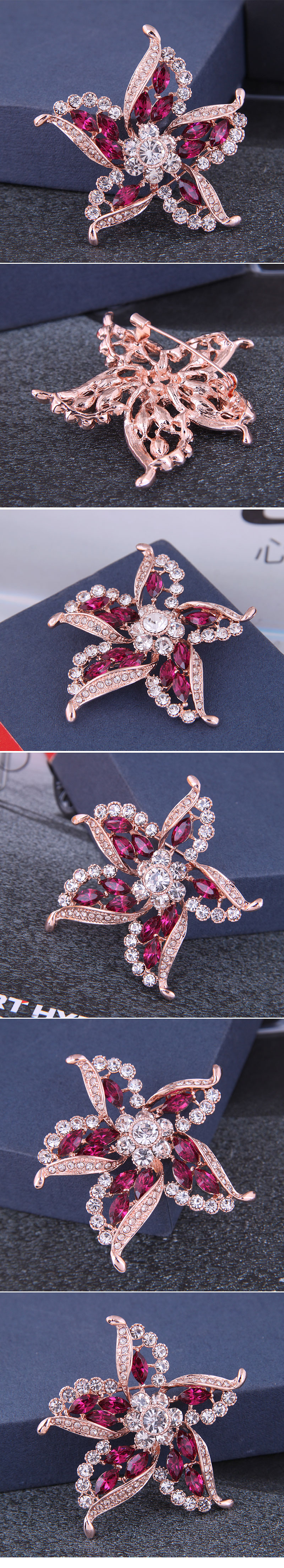 Korean Fashion Simple Starfish Diamond Ladies Alloy Brooch display picture 1