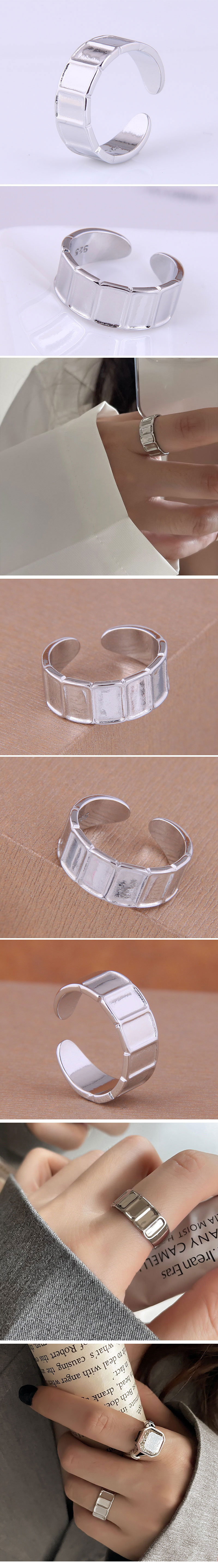 Korean Style Fashion Simple Square Indentation Open Copper Ring display picture 1