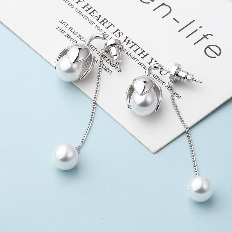 Fashion Classic Glossy Water Drop Pearl Chain Drop Earrings display picture 4