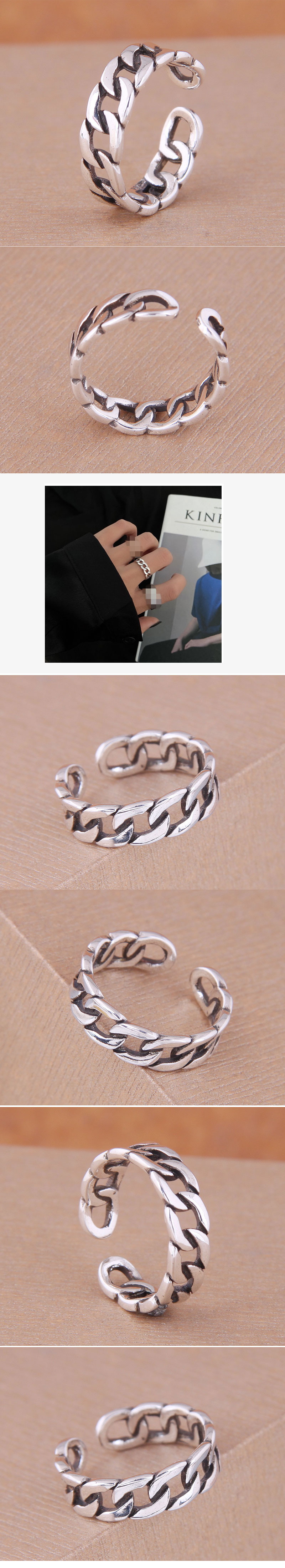 Korean Fashion Retro Simple Chain Hollow Open Copper Ring display picture 1