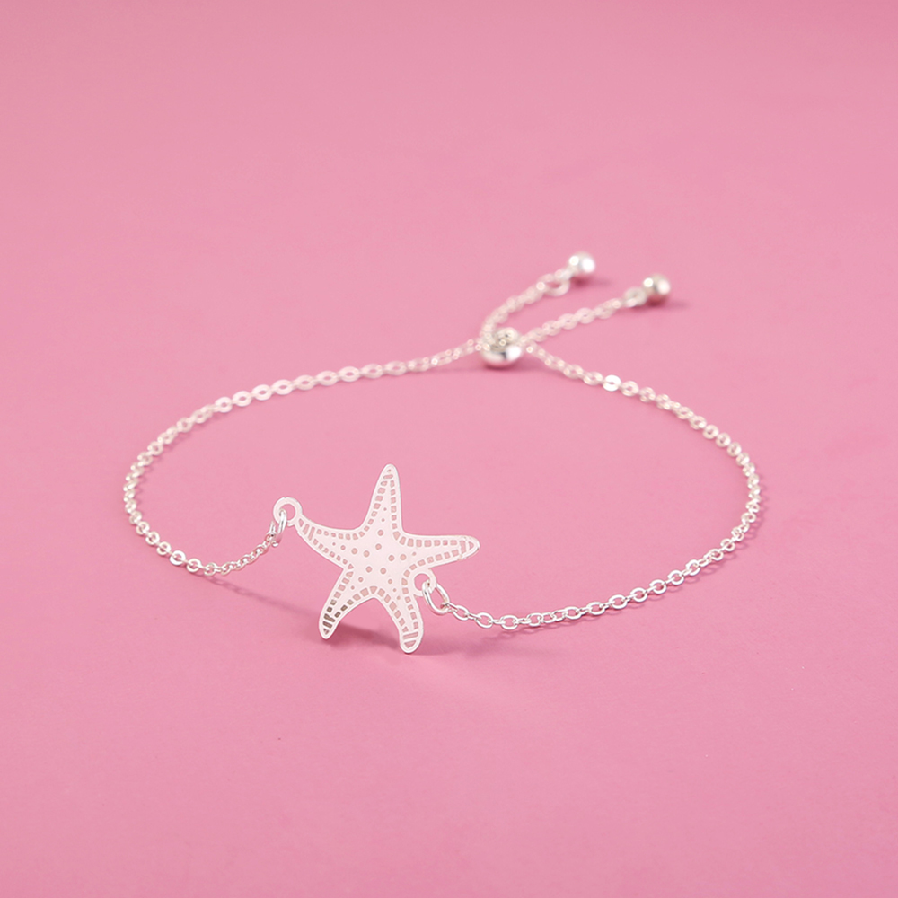 New Simple Fashion Jewelry Starfish Element Sky Blue Luminous Silver Stretchable Adjustable Bracelet Jewelry display picture 3