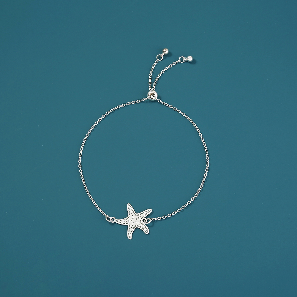 New Simple Fashion Jewelry Starfish Element Sky Blue Luminous Silver Stretchable Adjustable Bracelet Jewelry display picture 4