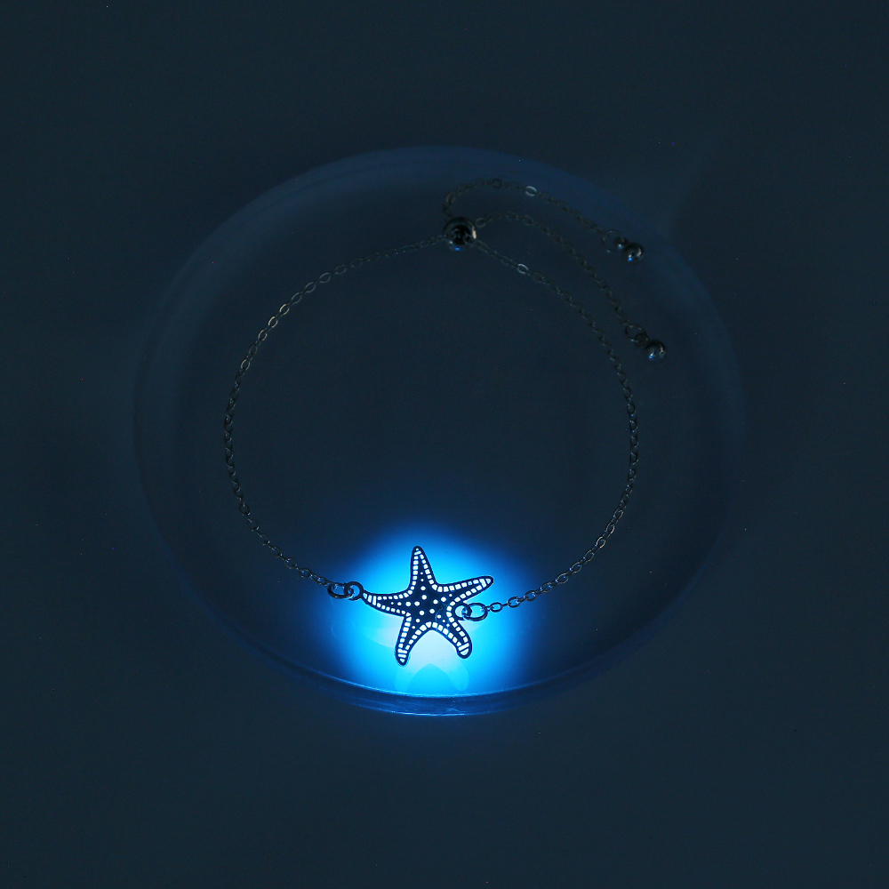 Neuer Einfacher Modeschmuck Seestern Element Himmelblau Leuchtendes Silber Dehnbar Verstellbarer Armbandschmuck display picture 5