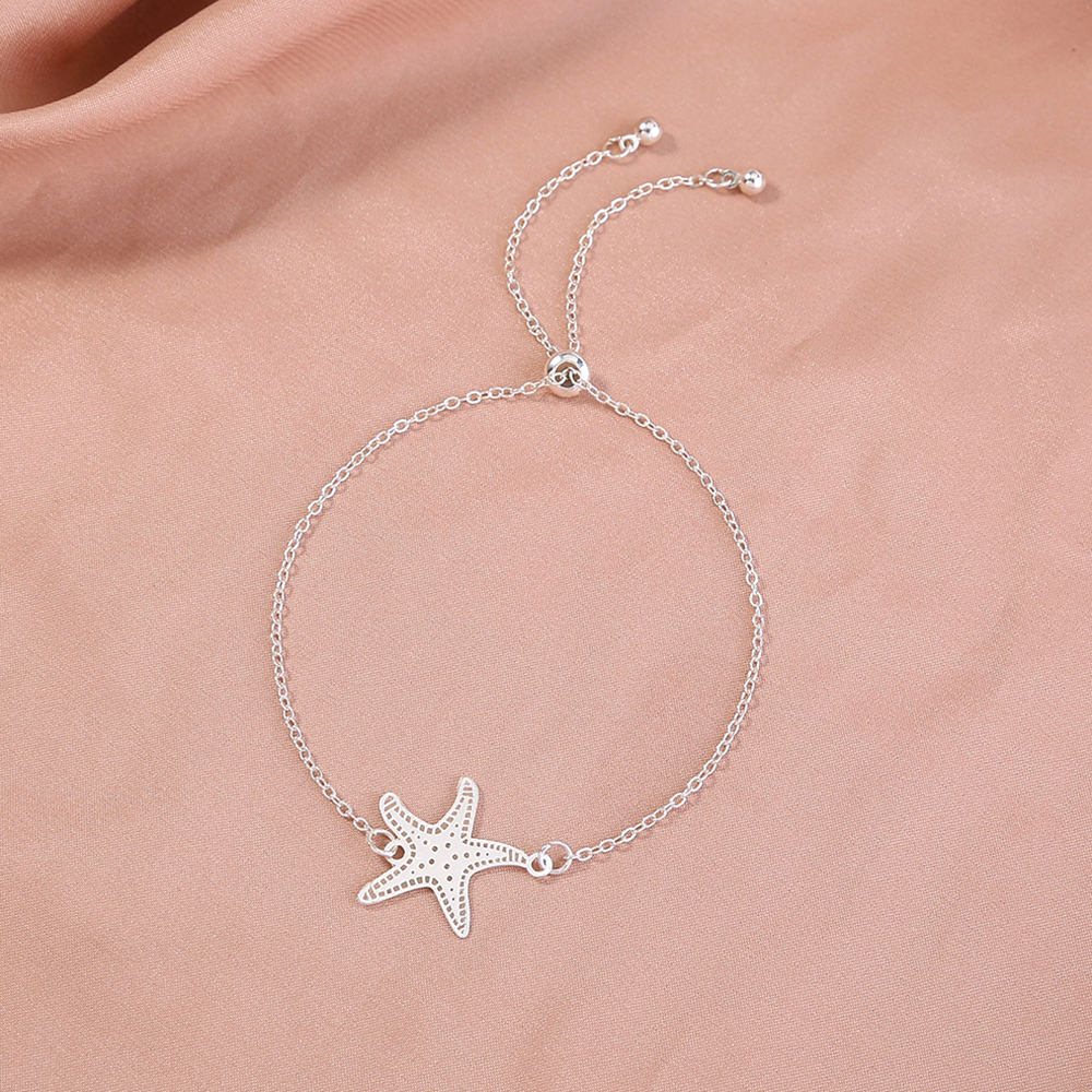 New Simple Fashion Jewelry Starfish Element Sky Blue Luminous Silver Stretchable Adjustable Bracelet Jewelry display picture 8