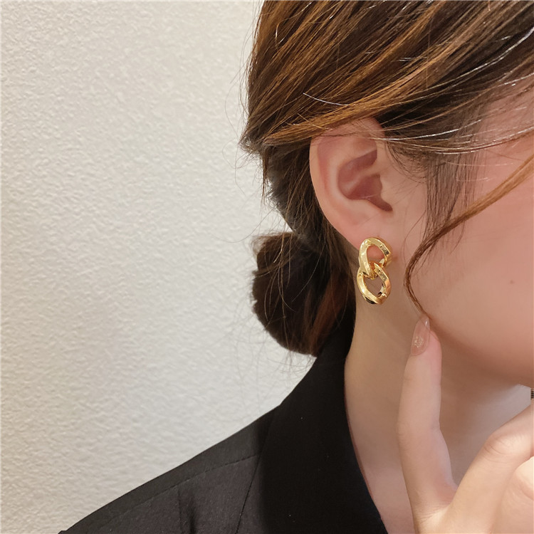 Korean Women's Autumn And Winter Geometric Interlock Alloy Earrings display picture 4
