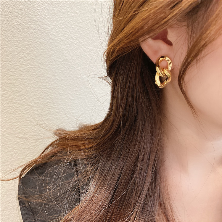 Korean Women's Autumn And Winter Geometric Interlock Alloy Earrings display picture 10