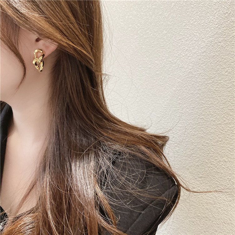 Korean Women's Autumn And Winter Geometric Interlock Alloy Earrings display picture 11
