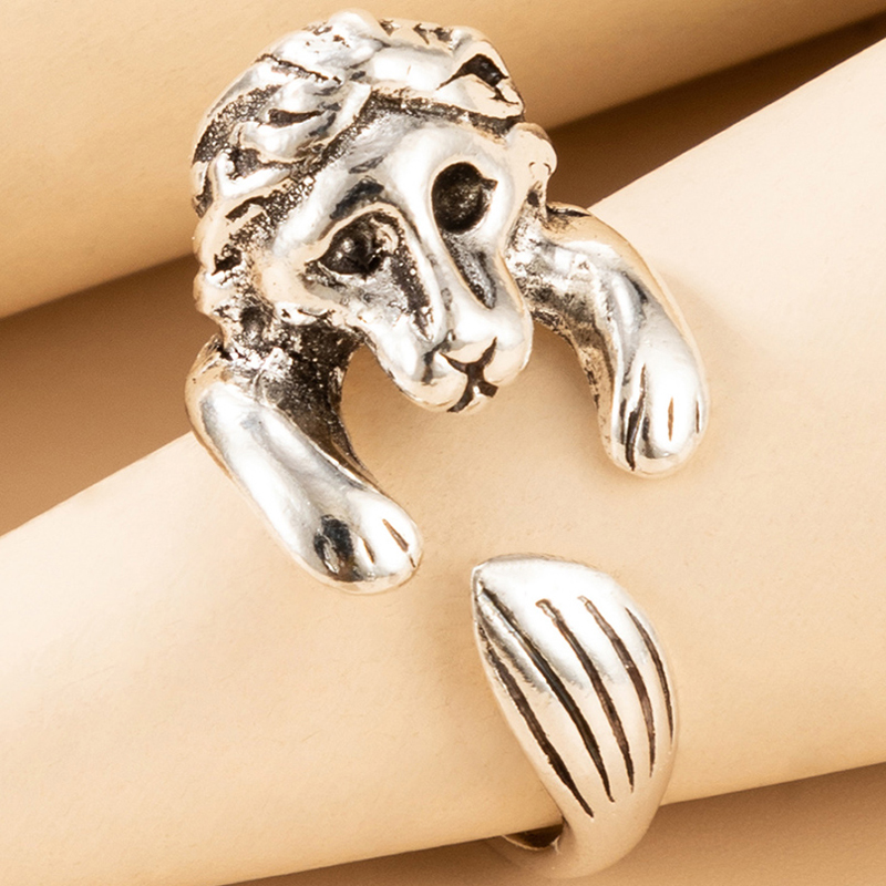 Exaggerated Retro Alloy Animal Lion Alloy Ring display picture 9