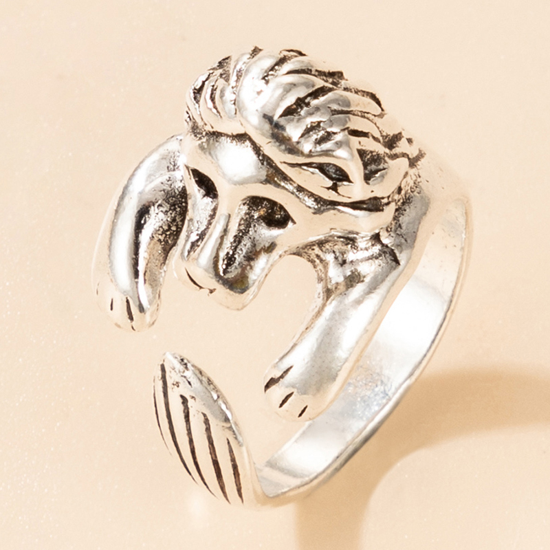 Exaggerated Retro Alloy Animal Lion Alloy Ring display picture 11