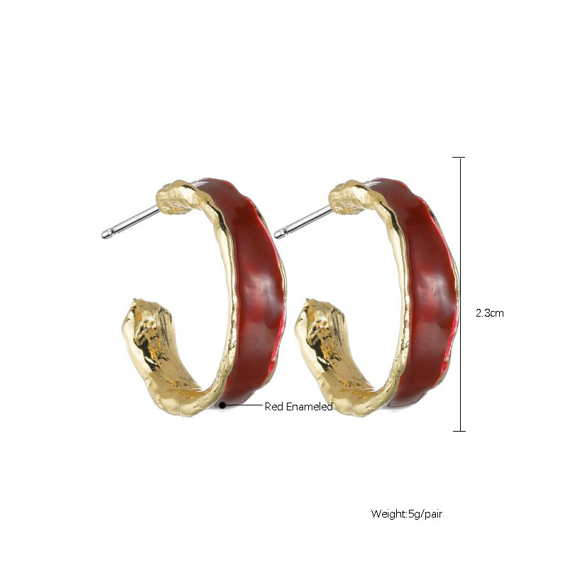 New Exquisite Alloy C-shaped Multicolor Oil Drop Hoop Earrings display picture 1