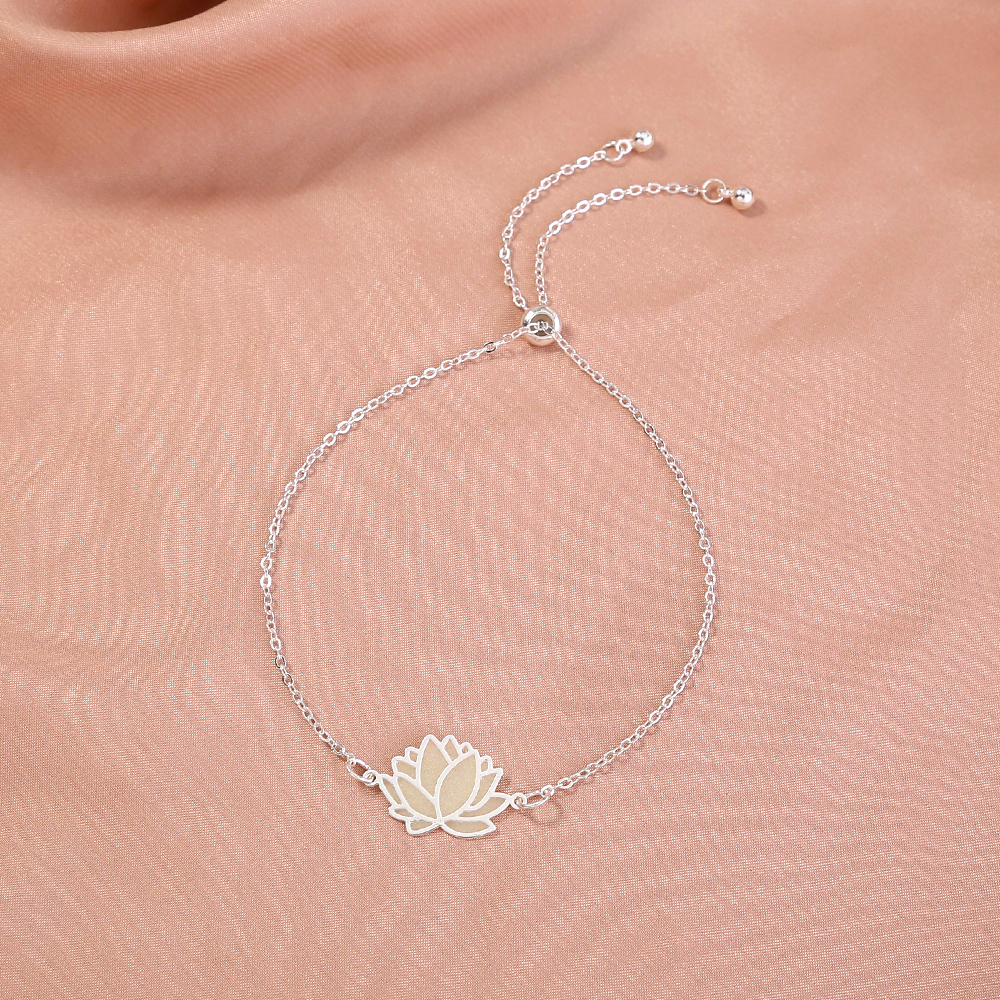 2022 New Fashion Design Hand Jewelry Lotus Element Sky Blue Luminous Silver Stretch Adjustable Bracelet Jewelry display picture 7