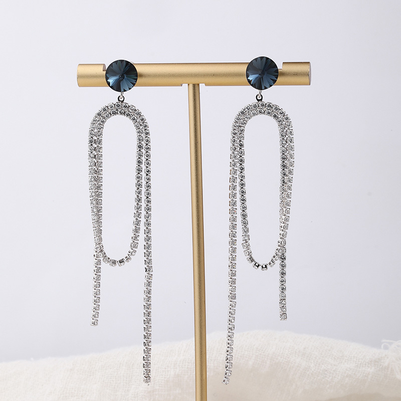 Fashion Geometric Copper Zircon Long Chain Drop Earrings display picture 7