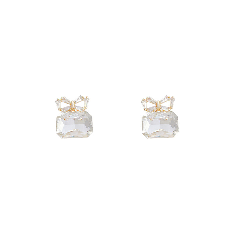 Simple Crystal Bow Earrings Korean Small Earrings display picture 2