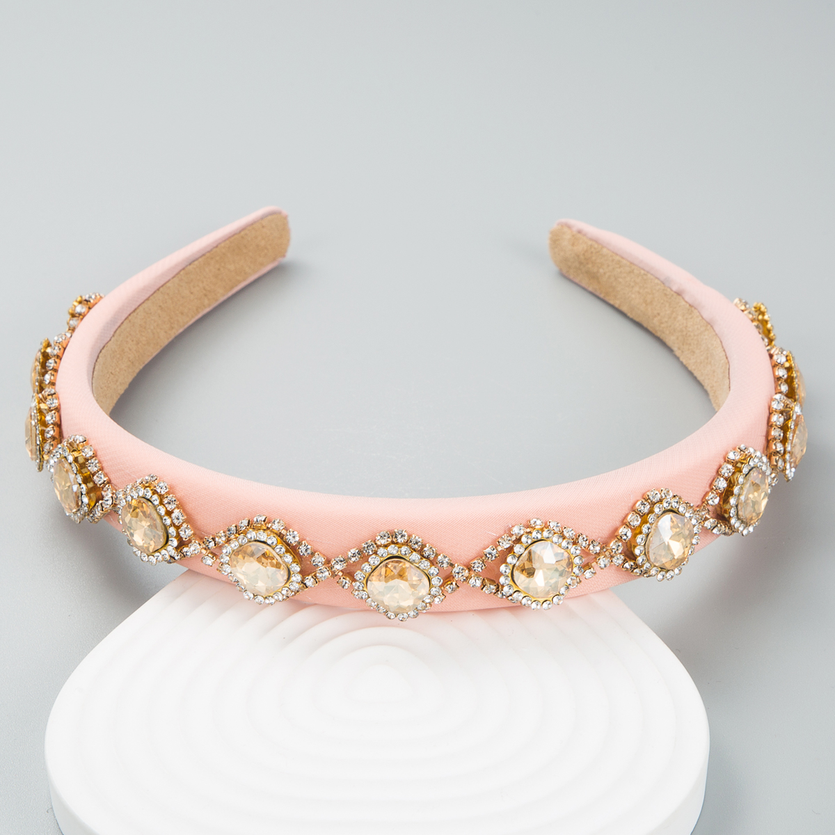 Spring New Gemstone Decoration Pink Headband display picture 2