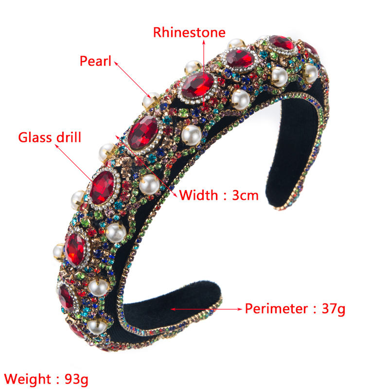 Sponge Pearl Gem Decorated Baroque Colorful Headband display picture 1