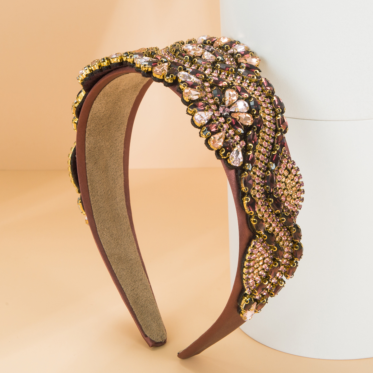 Fashion Geometric Gem-embellished Wide-brimmed Headband display picture 2