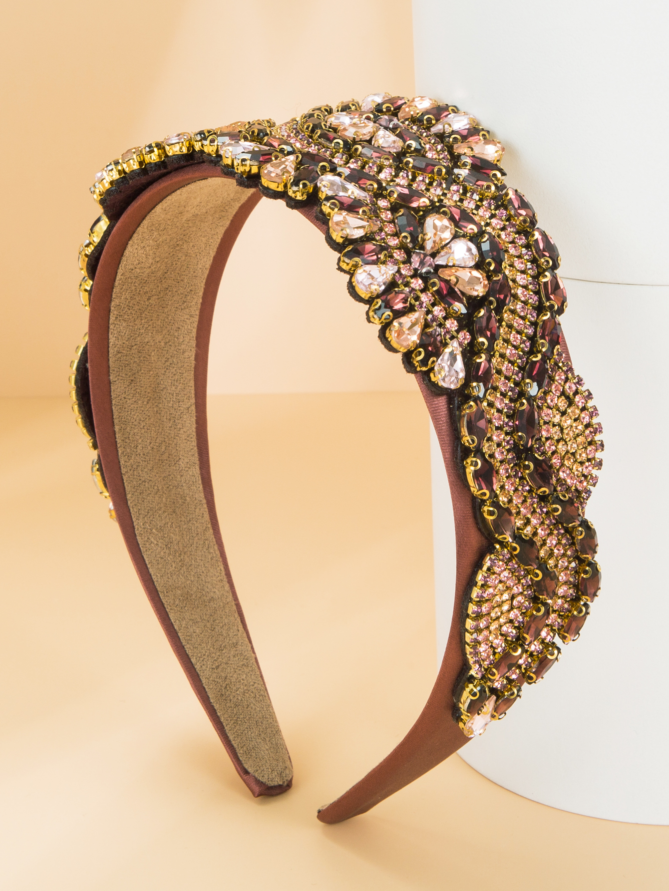 Fashion Geometric Gem-embellished Wide-brimmed Headband display picture 4
