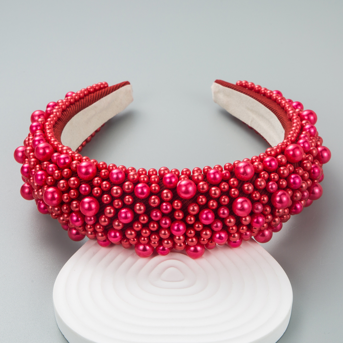 Large And Small Pearl Sponge Thickened Red Headband Wholesale display picture 1