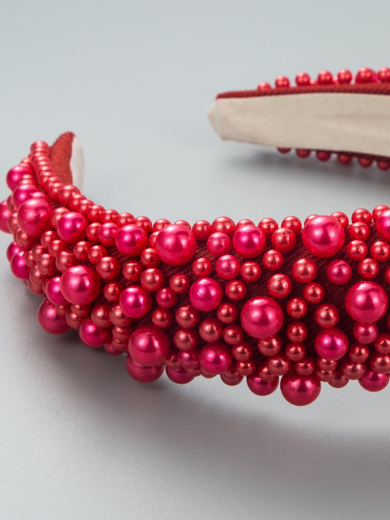 Large And Small Pearl Sponge Thickened Red Headband Wholesale display picture 3