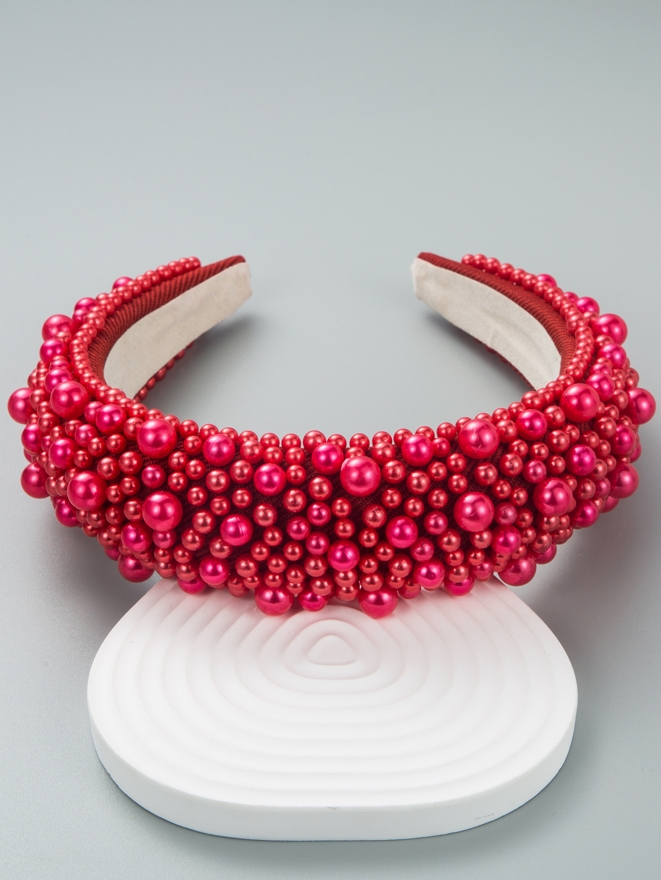 Large And Small Pearl Sponge Thickened Red Headband Wholesale display picture 5