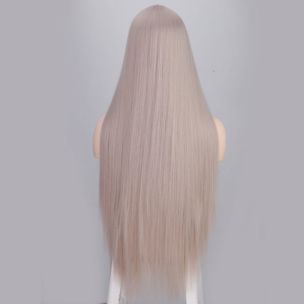 European And American Women&#39;s Wigs With Long Straight Hair Chemical Fiber Headgear Front Lace Small Lace Foreign Trade Wig Wig display picture 3