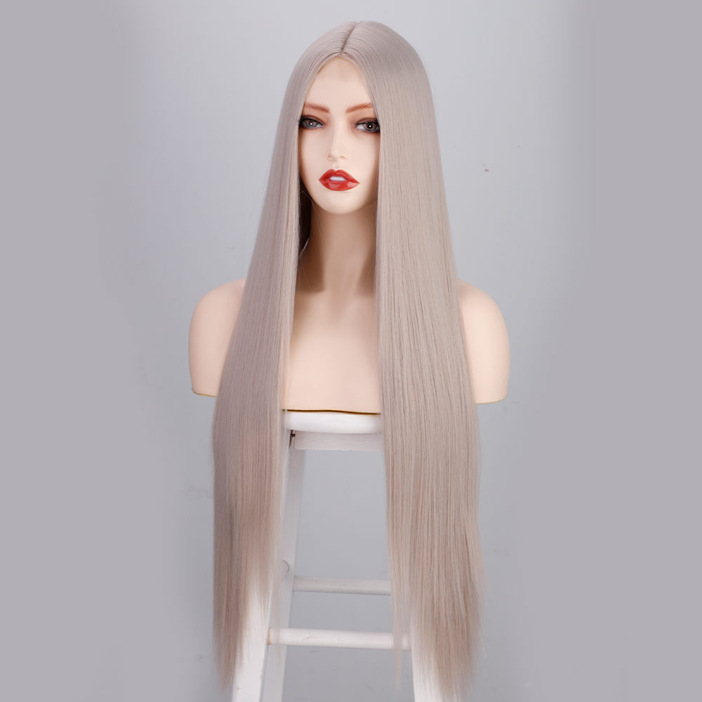 European And American Women&#39;s Wigs With Long Straight Hair Chemical Fiber Headgear Front Lace Small Lace Foreign Trade Wig Wig display picture 5