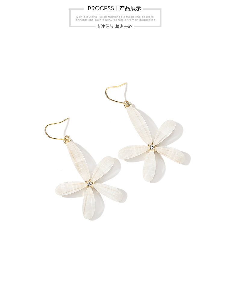 White Flower Earrings Female Korean New Alloy Ear Jewelry display picture 7