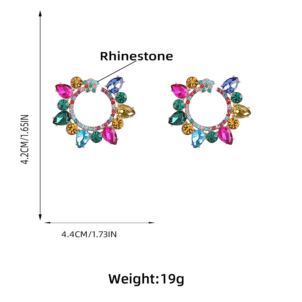 Fashion New Alloy Diamond Rhinestone Geometric Flower Earrings Female display picture 1