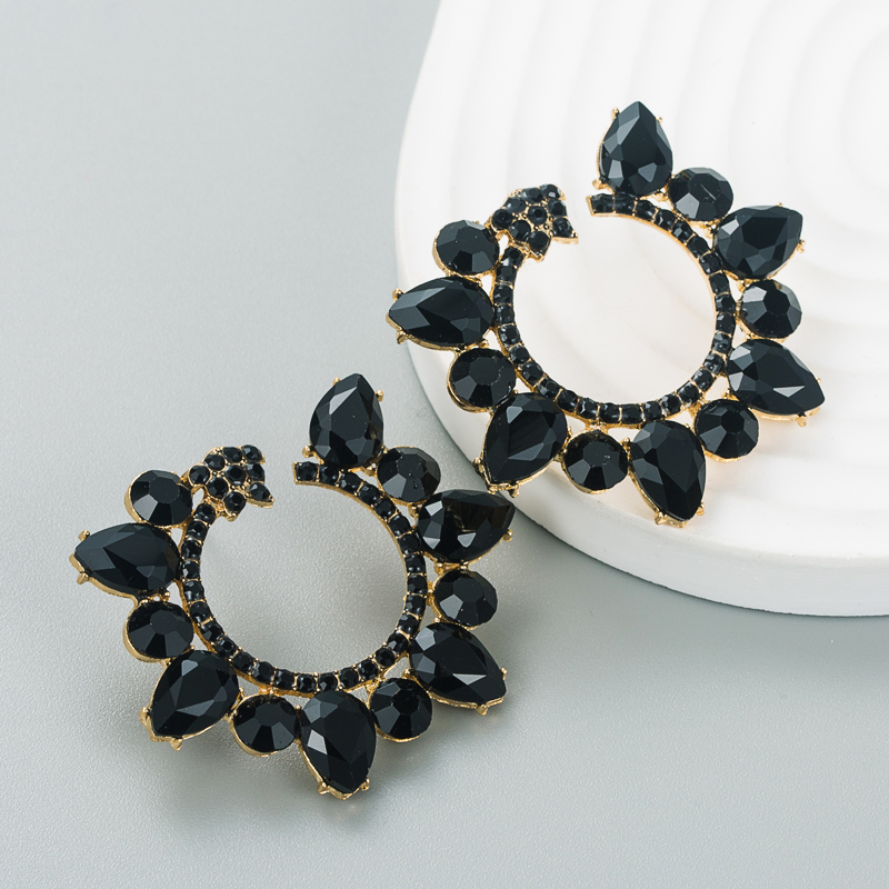 Fashion New Alloy Diamond Rhinestone Geometric Flower Earrings Female display picture 3
