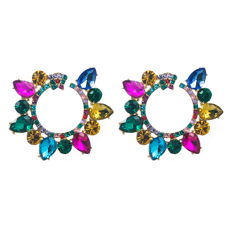 Fashion New Alloy Diamond Rhinestone Geometric Flower Earrings Female display picture 8