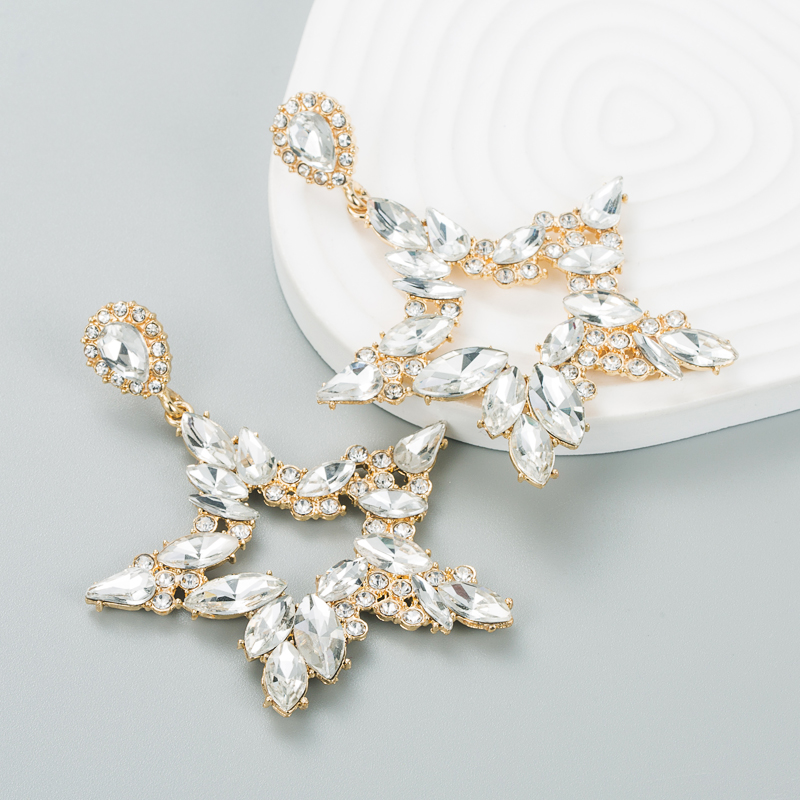 Fashion Alloy Diamond Rhinestone Irregular Star Earrings Female Wholesale display picture 3