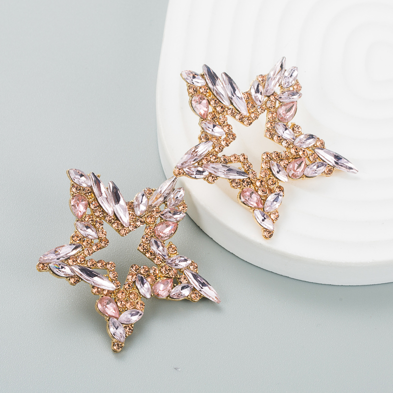 Moda Tendencia Aleación Diamante Rhinestone Colorido Estrella Pendientes Mujer display picture 4