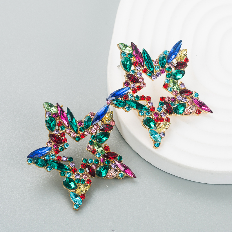 Moda Tendencia Aleación Diamante Rhinestone Colorido Estrella Pendientes Mujer display picture 5