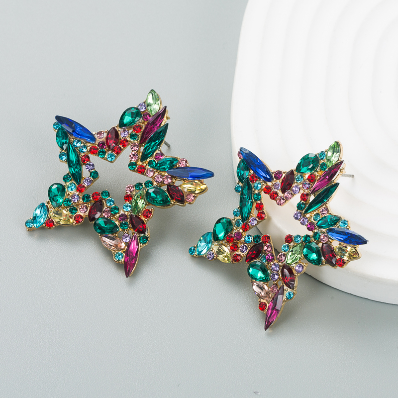 Moda Tendencia Aleación Diamante Rhinestone Colorido Estrella Pendientes Mujer display picture 7