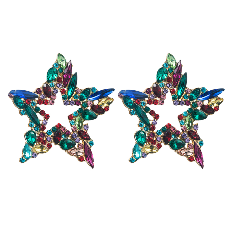 Moda Tendencia Aleación Diamante Rhinestone Colorido Estrella Pendientes Mujer display picture 8