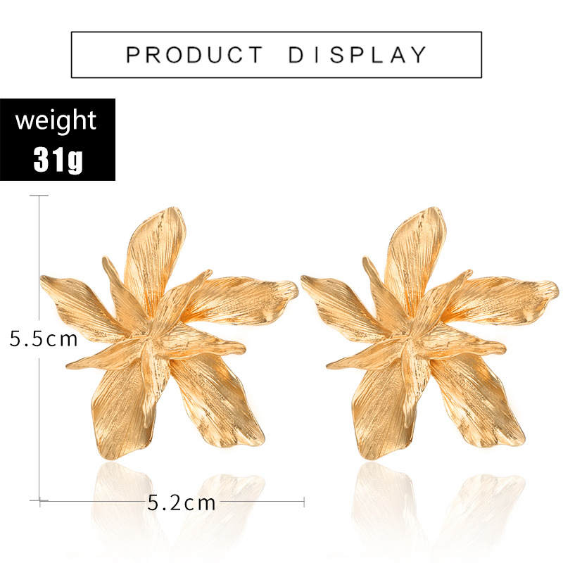 New Cross-border Popular Jewelry European And American Personality Exaggerated Multi-layer Alloy Dripping Oil Flower Flower Earrings Earrings display picture 1