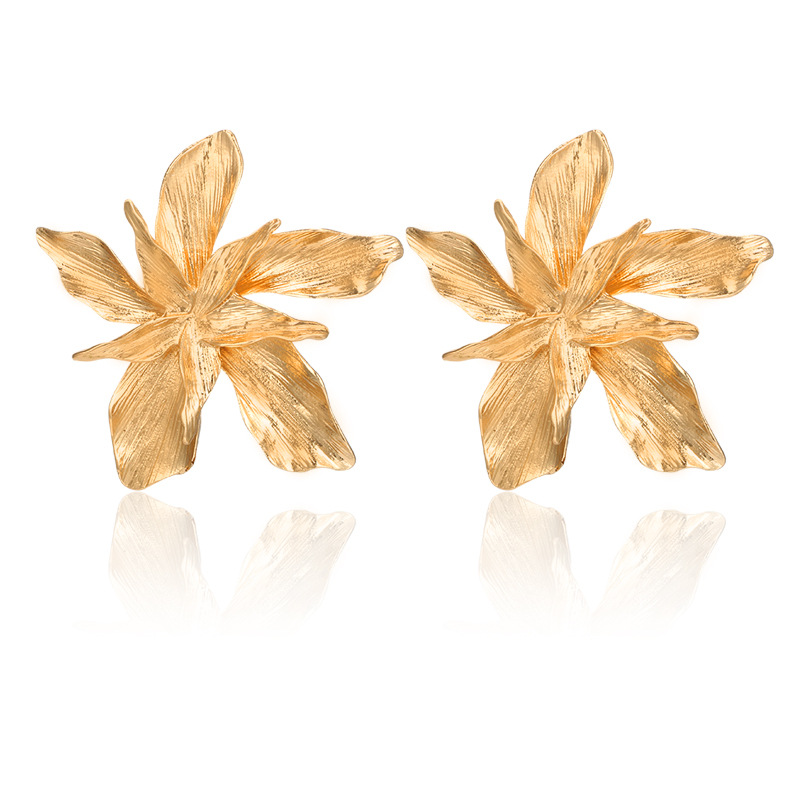 New Cross-border Popular Jewelry European And American Personality Exaggerated Multi-layer Alloy Dripping Oil Flower Flower Earrings Earrings display picture 2