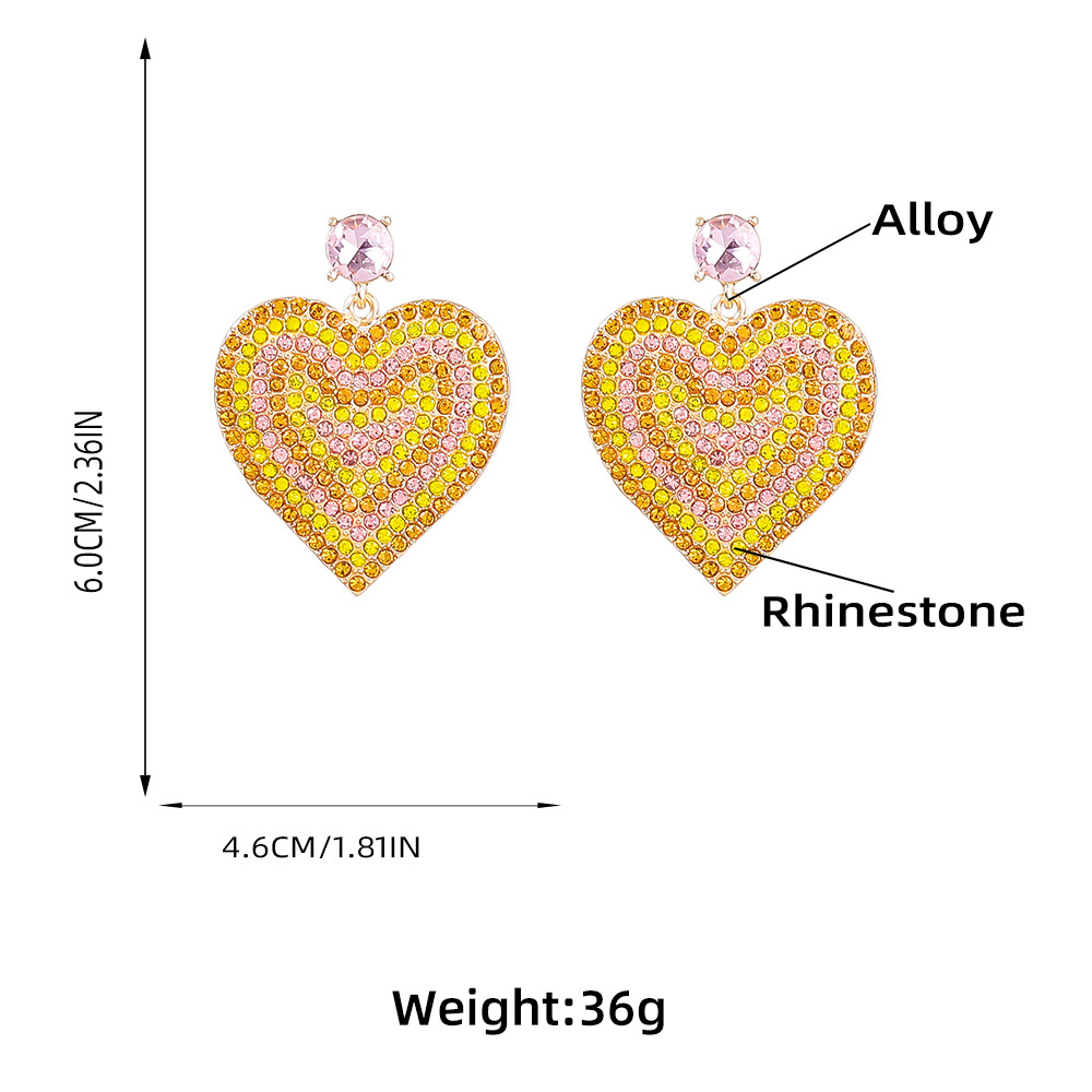 Fashion Alloy Diamond-encrusted Rhinestone Heart Earrings Earrings Female display picture 1