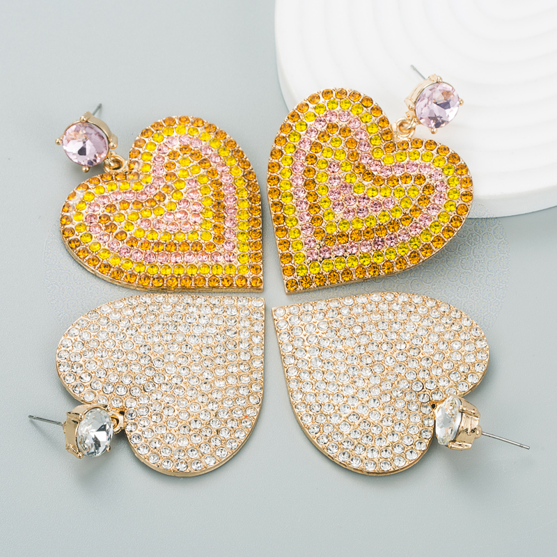 Fashion Alloy Diamond-encrusted Rhinestone Heart Earrings Earrings Female display picture 2