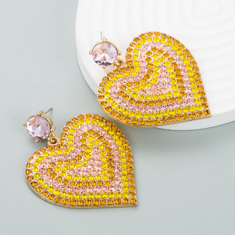 Fashion Alloy Diamond-encrusted Rhinestone Heart Earrings Earrings Female display picture 4