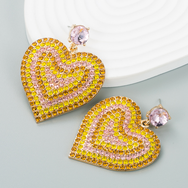 Fashion Alloy Diamond-encrusted Rhinestone Heart Earrings Earrings Female display picture 5