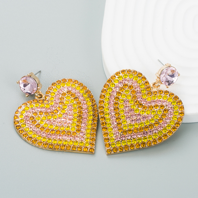 Fashion Alloy Diamond-encrusted Rhinestone Heart Earrings Earrings Female display picture 6