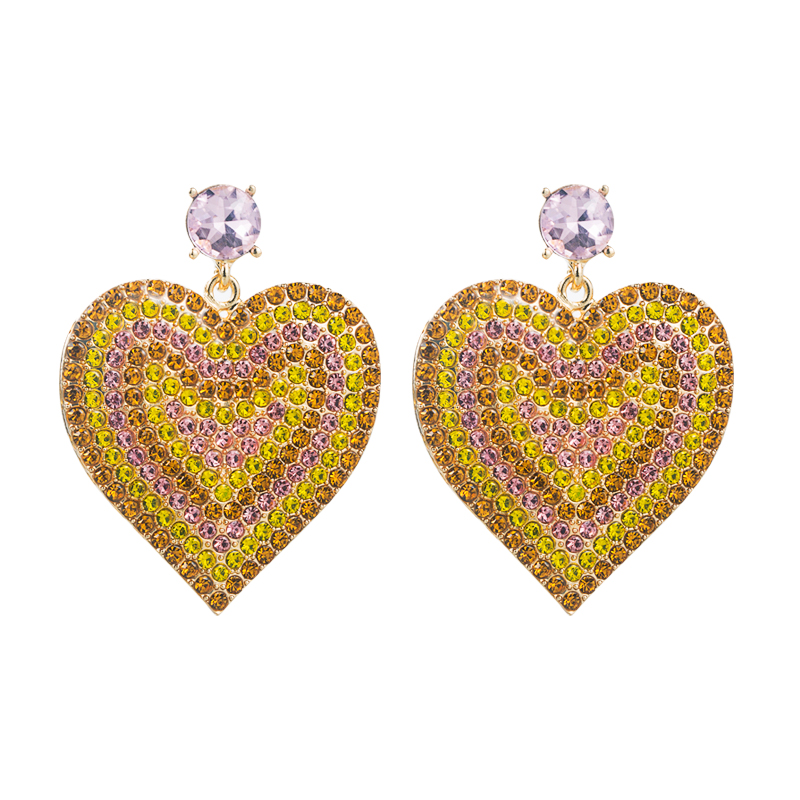 Fashion Alloy Diamond-encrusted Rhinestone Heart Earrings Earrings Female display picture 7