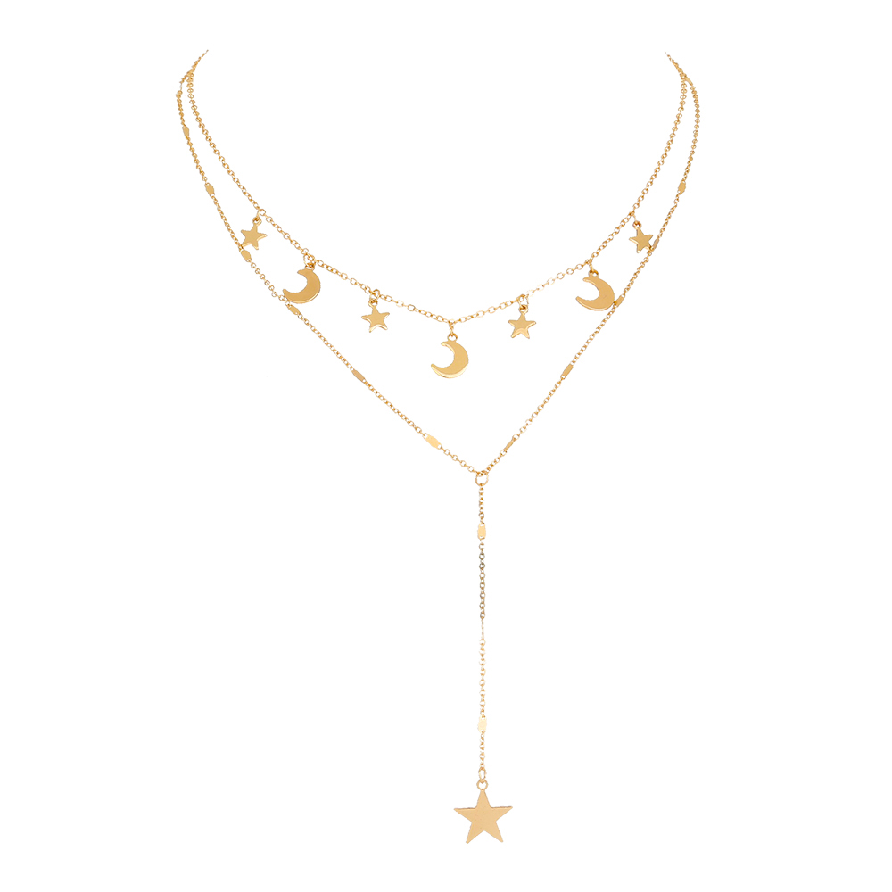 Minority Design Simple Jewelry Star Moon Element Cross Chain Necklace 2 display picture 4