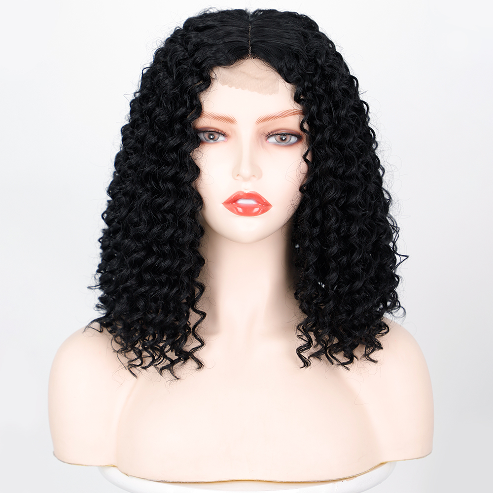 Black Women's Wig Medium Long Curly Hair Headgear Wigs display picture 2