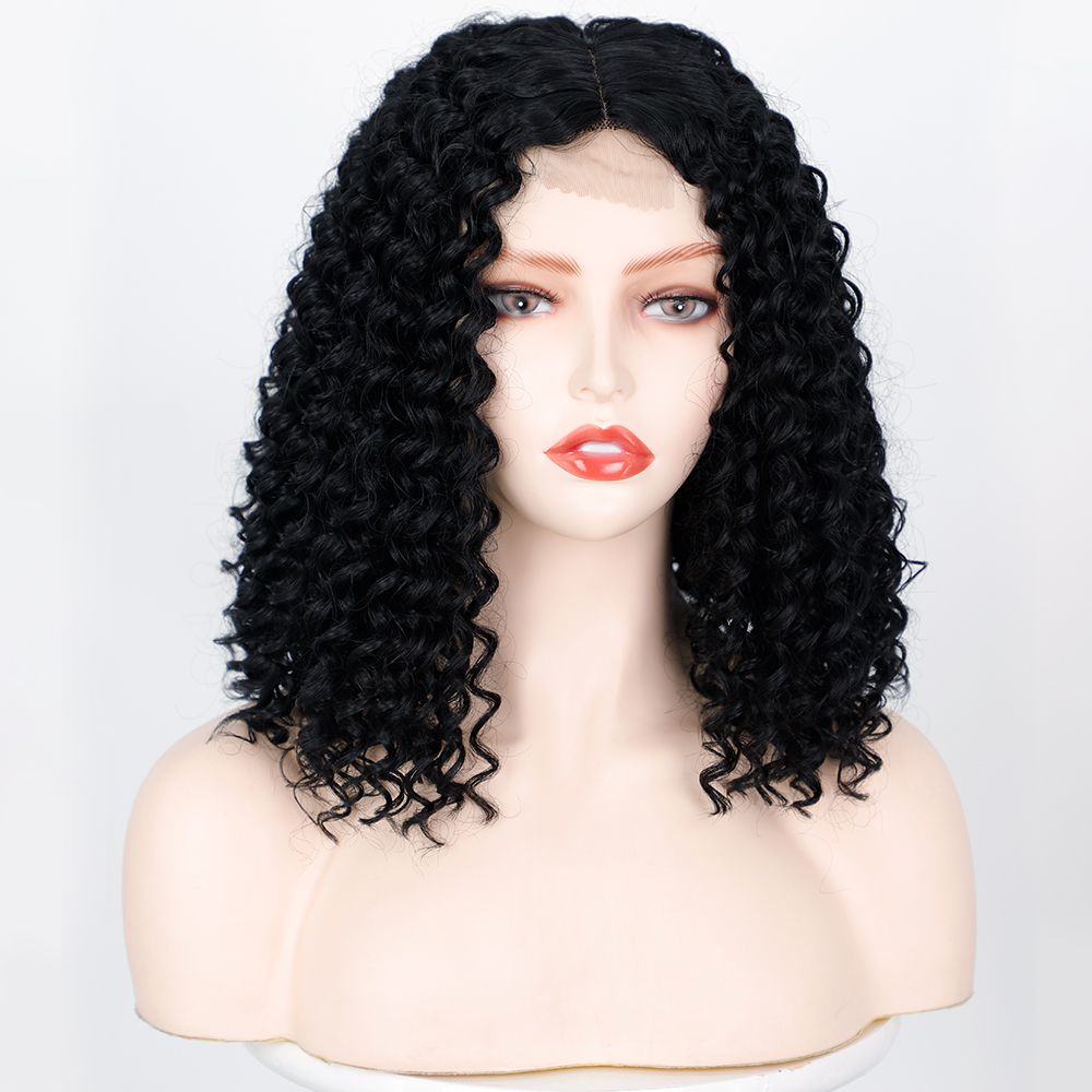 Black Women's Wig Medium Long Curly Hair Headgear Wigs display picture 4