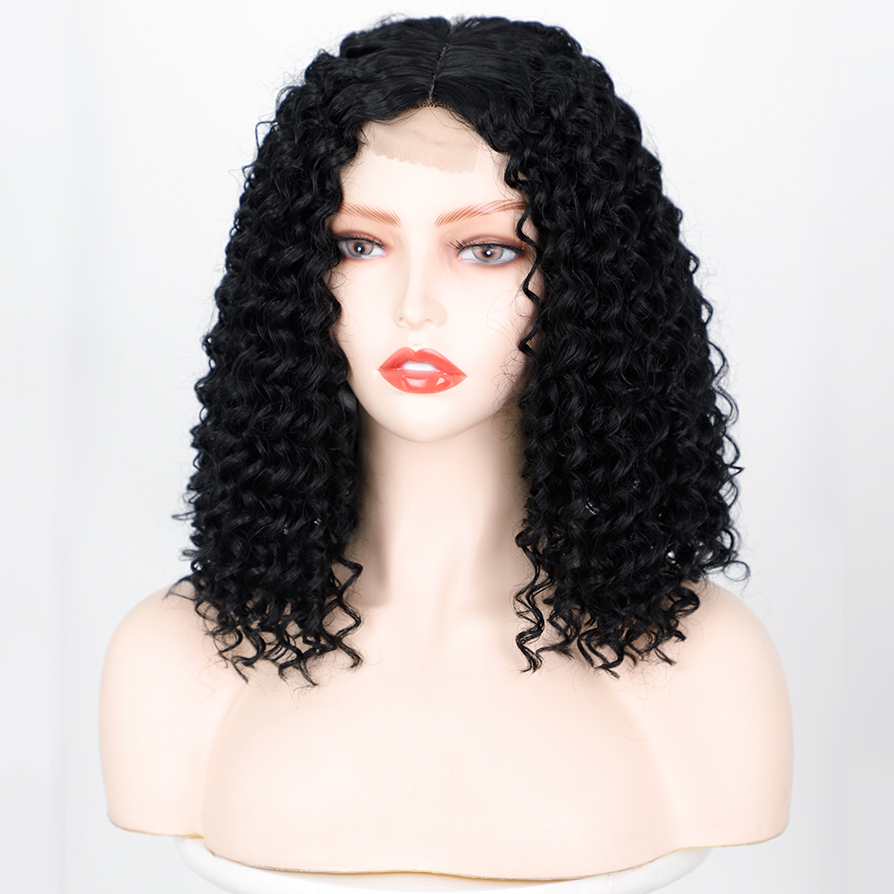 Black Women's Wig Medium Long Curly Hair Headgear Wigs display picture 5